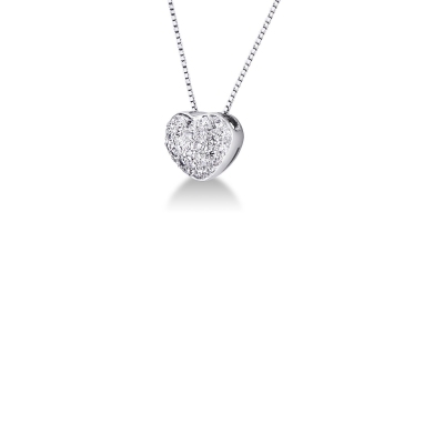 Collier à coeur en or blanc 18k avec pendentif de diamants