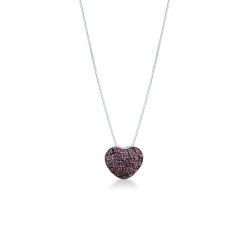 Collier en or blanc 750 cœur serti de rubis