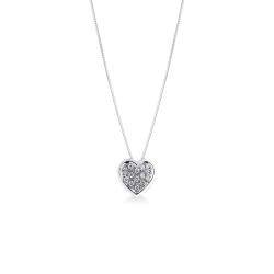Collier coeur en or blanc 18 carats avec diamants