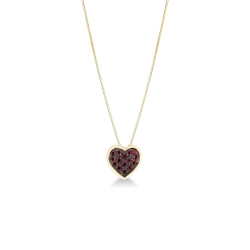 Collier en or jaune 18k avec cœur rubis