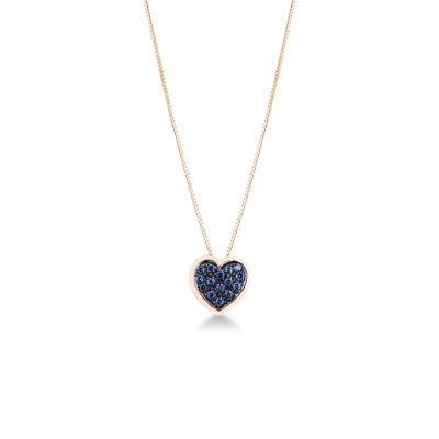 Collier en or rose 18k saphirs bleus