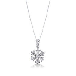Collier en or blanc 18 carats avec pendentif flocon de neige en diamants