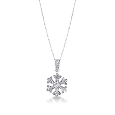  Collier en or blanc 18 carats avec pendentif flocon de neige en diamants 