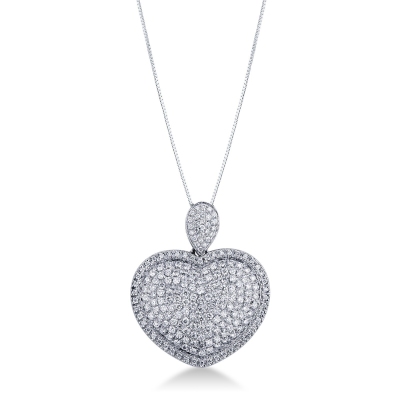 Pendentif avec cœur pavé de diamants 2.00 ct au total