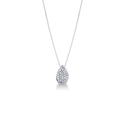 Collier en or blanc 18k avec pendentif en forme de goutte serti de diamants