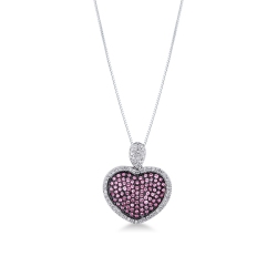 Collier en or blanc 18k avec pendentif cœur