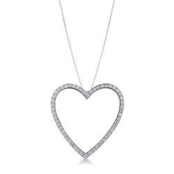 Collier cœur large en or blanc 18K