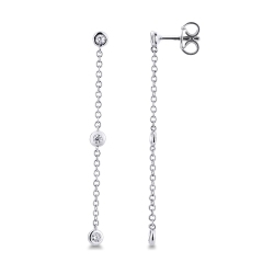 Boucles d'oreilles en or blanc 18k avec diamants, cm 4