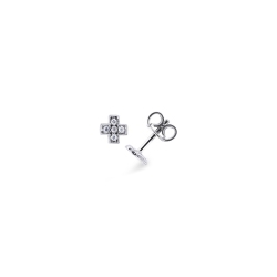 Boucles d'oreilles à croix en or blanc 18k avec diamants