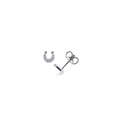 Boucles d'Oreilles Fer à Cheval en Or Blanc 18k avec Diamants