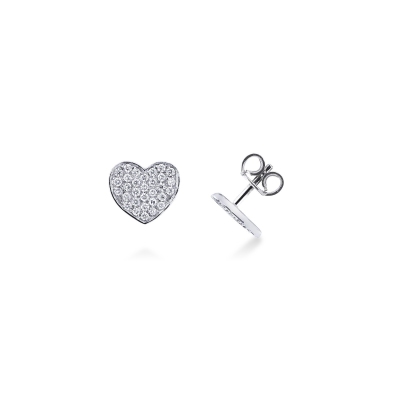 Boucles d'oreilles en or blanc 18 carats cœur avec diamants