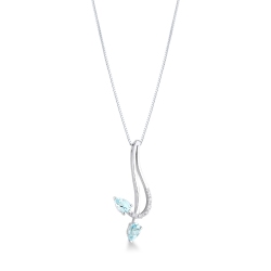 Collier en or18k avec pendentif fantaisie aquamarines et diamants