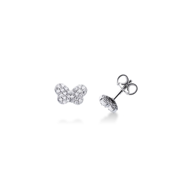 Boucles d’oreilles en or blanc 18k motif papillon avec diamants