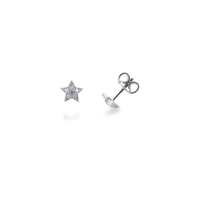 Boucles d'oreilles en forme d'étoile en or blanc 18k avec diamants
