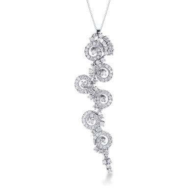 Collier avec pendentif en or blanc 18 ct serti de diamants
