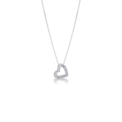 Collier or blanc 18k avec pendentif en forme de cœur