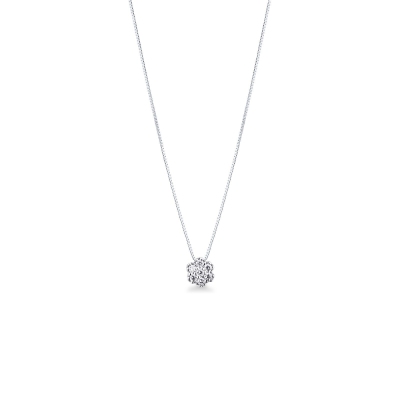Collier avec Pendentif Illusion en Or Blanc 18k et Diamants