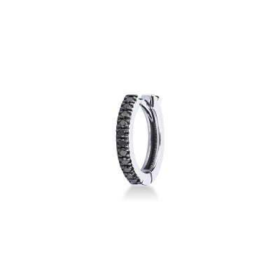 Créole mono homme en or blanc 18 carats avec diamants noirs