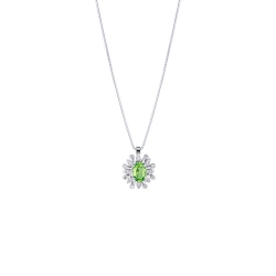 Collier péridot taille ovale et diamants or 750