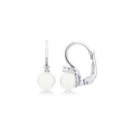 Boucles d’oreilles en or blanc 18k avec perle et diamants