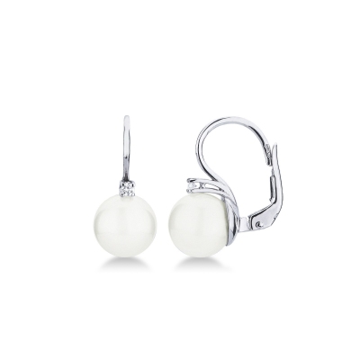 Boucles d’oreilles perles de culture et diamants en or blanc 18k