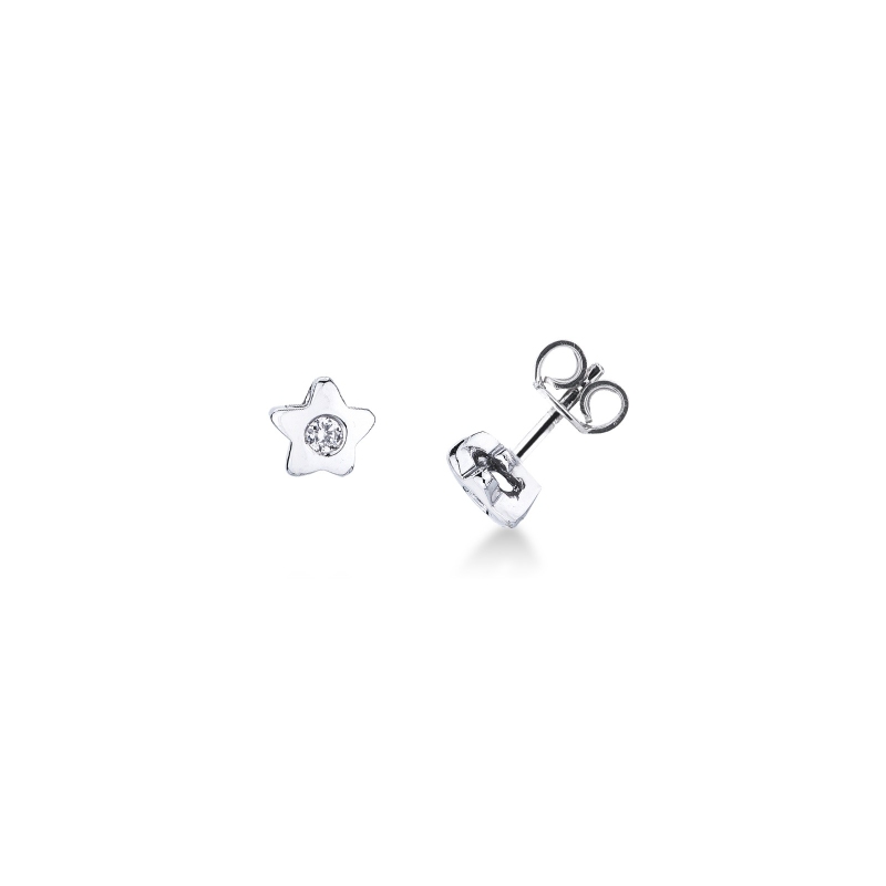 Boucles d’oreilles étoile avec diamants Or Blanc 18k