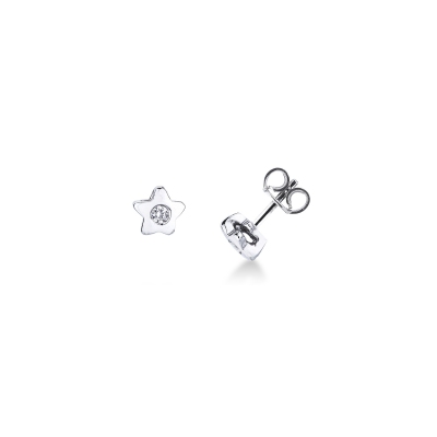 Boucles d’oreilles étoile avec diamants Or Blanc 18k
