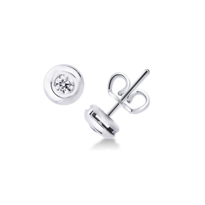 Boucles d'oreilles puce diamant 0.14 ct or blanc 750