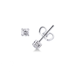 Boucles d'oreilles puce rond or blanc 18k avec diamants 0.14 ct
