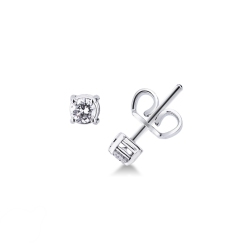 Boucles d'oreilles avec diamants 0.20 ct Femme en or blanc 18k