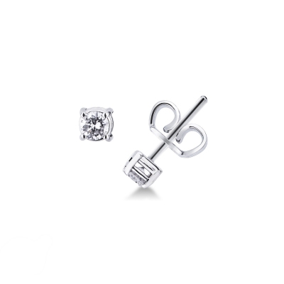 Boucles d'oreilles avec diamants 0.20 ct Femme en or blanc 18k 