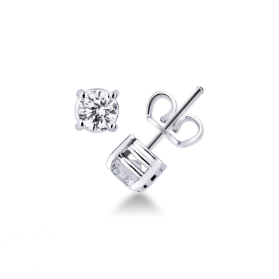 Boucles d'oreilles en or blanc 18k avec diamants rondes 0.60 ct