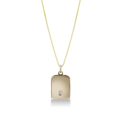 Collier médaille ronde en or jaune avec diamant
