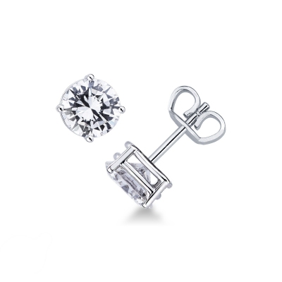 Boucles d'oreilles solitaire en or blanc 18 carats