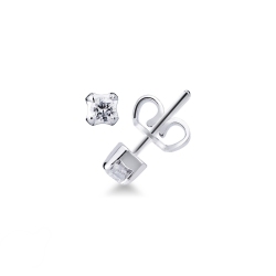 Boucles d'oreilles puce en or blanc 750 avec diamants 0.08 ct