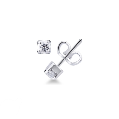 Boucles d'oreilles puce en or blanc 750 avec diamants 0.08 ct 
