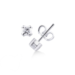 Boucles d'oreilles  avec diamants 0.10 ct or blanc 18k