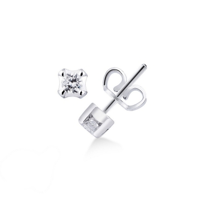 Boucles d'oreilles  avec diamants 0.10 ct or blanc 18k 