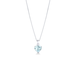 Collier en forme de cœur en aigue-marine or blanc 18k