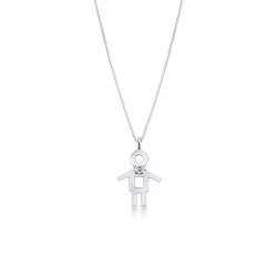 Collier pendentif garçon en or blanc 750 avec diamant
