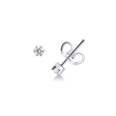 Boucles d'oreilles puce en or blanc 18k à 6 griffes avec diamants 0.08 ct