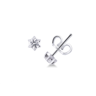 Boucles d'oreilles solitaire 6 griffes en or blanc 18k avec diamants 0.40 ct