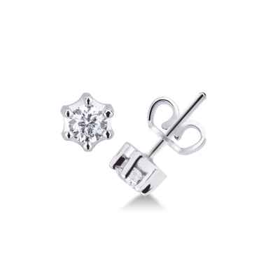 Boucles d'oreilles 6 griffes en or blanc 18k avec diamants 0.50 ct