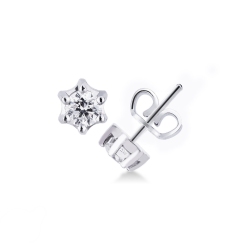 Puces d'oreilles or blanc 750 diamant 0.60 ct