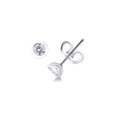 Boucles d’oreilles solitaire en or blanc 18k avec diamants 0.20 ct