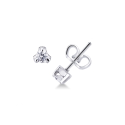 Boucles d'oreilles diamants ct 0.12 or blanc 750 à 3 branches