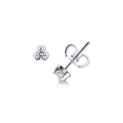 Clous d'oreilles solitaire à griffes 0.40 ct or blanc 18k
