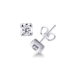 Puces d'oreilles or blanc 18k carrées 0.30 ct