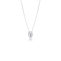Collier femme or blanc 18k avec diamant 0.04 ct en forme de grain de riz
