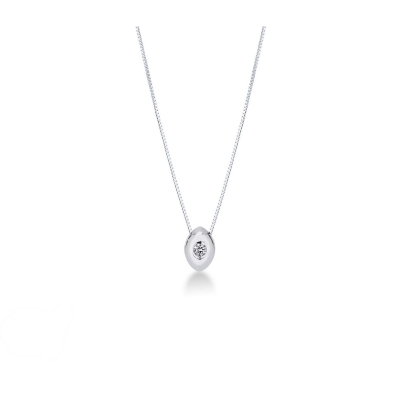 Collier femme or blanc 18k diamant 0.06 ct 